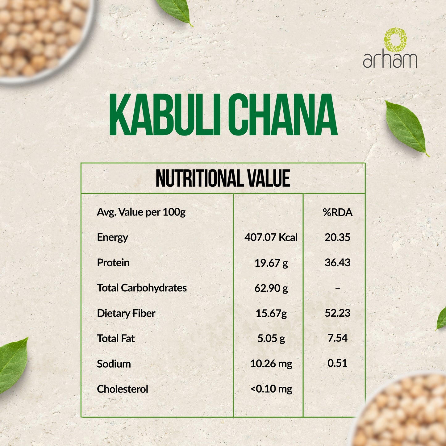 Kabuli Chana Whole – Premium Protein & Fiber Rich Chickpeas
