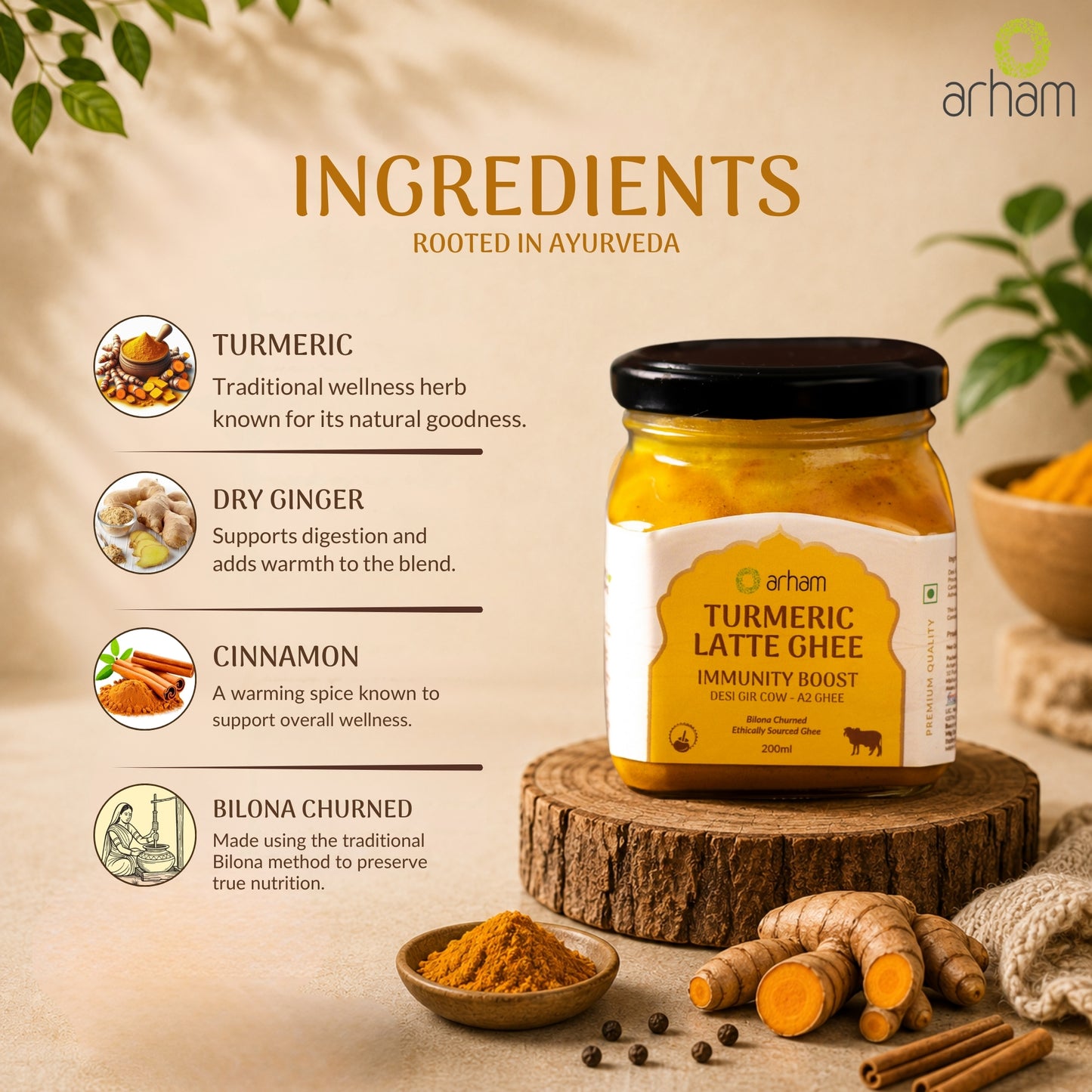 Arham Organic Turmeric Latte Ghee