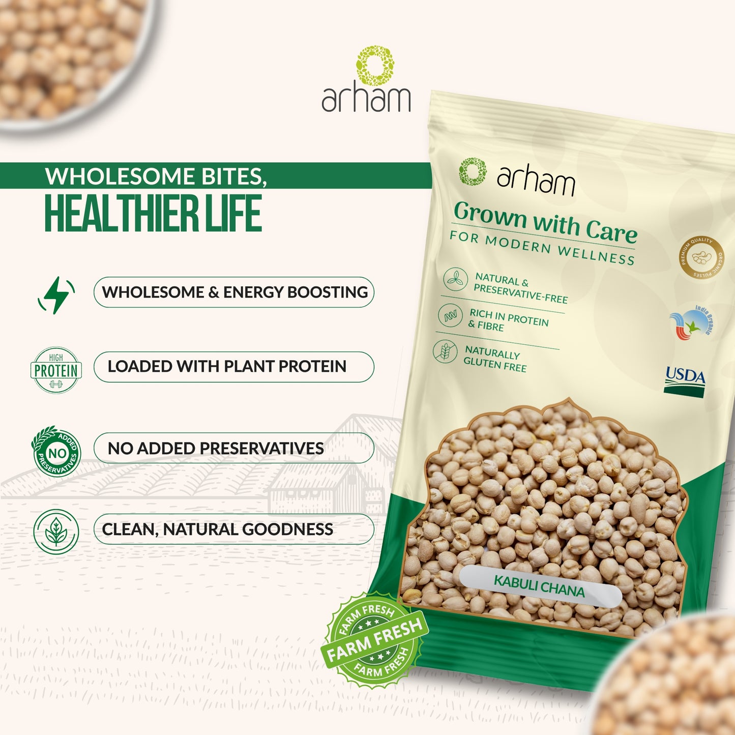Kabuli Chana Whole – Premium Protein & Fiber Rich Chickpeas