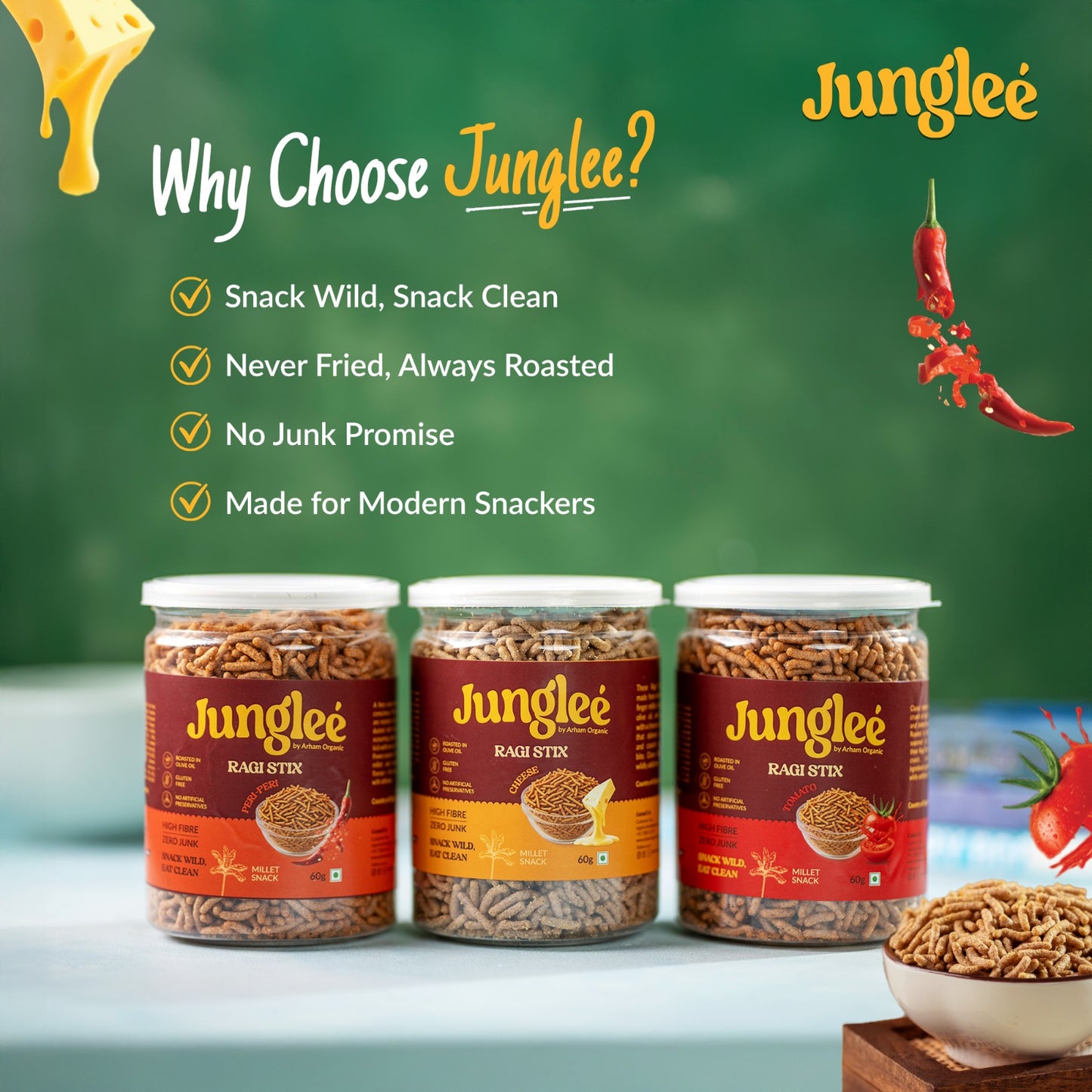 Jungleé Ragi Stix – Cheese